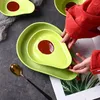 Platos verdes lindo forma de aguacate plato de cerámica respetuosa ambientalmente fruta ensalada de fruta bocadillo para horno lavavajillas de microondas disponibles