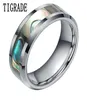 8mm Green Abalone Inlay Tungsten Carbide Ring For Women Polished Finish Beveled Mens Wedding Band Engagement Fashion Jewelry T19069114451