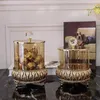 Depolama şişeleri metal dekorasyon mühürlü şişe çikolata altın kurabiye şeffaf cam ev jar yaratıcı zanaat