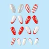 Valse nagels rode witte nep met sneeuwvlokken gedrukt gemakkelijk om eenvoudige peeling aan te brengen voor manicure -liefhebbers en schoonheidsbloggers