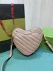 9A HOT Designer Bag Womens Solid color leather shoulder bag Fashion heart shaped Chain bag Multi function wallet card bag 751628