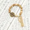 Strand Natural de madera de madera de madera dorada Pulsera de sándalo de sándalo hombres Men Vintage Hecho a mano Yoga Meditación Brazaletes Jewerly