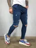 Jeans masculin streetwear lavé solide de haute qualité