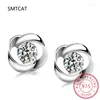 Gestüt Ohrringe 925 Sterling Silber Real 2 Karat 8mm D Farbe Moissanit für Frauen funkelnde Hochzeit Fine Schmuck Geschenke