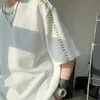 Män sommarkvalitet t skjortor manual sutur hajuku casual tshirt för manlig neutral överdimensionerade tees korta ärm toppar 240430