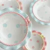 Plates Large Size Pink And Tender Tableware Dessert Plate Bow Shaped Household Meal Fruit Deep