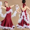 Stage nosza standardowa sukienka balowa Ballroom Red Bez rękawów Waltz Dancing Costume Prom Cuit konkurencja