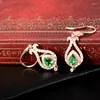 Bengelen oorbellen loverjewelry real 14kt geel goud groene tsavorite druppel oorbel gemaakt in natuurlijke edelsteen diamanten voor vrouwen