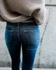 Diseño de jeans para mujeres Button de mujeres azules colombianos elevadoras flacas buhigh cintura pantalones de mezclilla