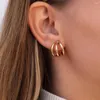 Boucles d'oreilles cerceaux Femmes Fashion en acier inoxydable Aignee trois lignes Concevoir simplement des cadeaux métalliques classiques