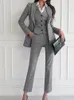 Kobiety eleganckie formalne biznesowe Blazer 3 sztuki kombinezon biurowy kurtka kratą kamizelki pantit koreańska moda kobiecość stylizację vintage 240423