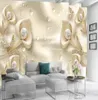 Niestandardowa tapeta 3D luksusowa biżuteria kwiatowa lilia motyl do salonu sypialnia telewizja tła naklejka na ścianę naklejka na płótnie cu3764292
