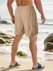 Herren-Shorts Sommer Feste Farben Schnürpapier Jogginghose Corduroy Einfache Viertel Casual Hosen