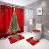 Rideau de douche de décoration de Noël rouge Santa Elk Christmas Immasé Polyester Bath-Bath Curtain Home Year Bedroom Cartoon rideaux de dessin 240423