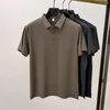 Herren Polos hochgradig Eisseide Polo-Hemd 2024 Summer Traaceless Short Sleeve Sticked T-Shirt Korean Business Casual Wear