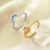 Bröllopsringar 2024 Celestial Blue Sparkling Moon Sun Star Crystal Ring For Women Fashion Elegant Stackable Finger Band Party Jewelry Gifts
