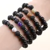 Strand 8mm arruffata in pietra nera ematite distanziatore tigre eye chakra perline bracciale coppia di energia naturale yoga donne uomini