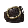 Belts 3.8cm Handwoven Leather Belt For Men First-Layer Cowhide Solid Brass Center Bar Buckle Mens's Personalized Woven Jeans