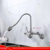 Badrumsvaskkranar Kitchen diskbänk kran flexibel matt svart väggmonterad 8 tums centrum 360 graders restaurangverktyg tvätt kommersiell mixer kran