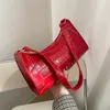 Moda PU Sacos de couro para mulheres Aligator Padrão Bolsa de axila fêmea pequena bolsa de mensagens de barriga de barragem 240423