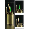 Customized Product Patterns Green Fire Lighter Windproof Jet Flame Without Gas Lighter With Double Fire Two Torch