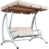 Camp Furniture Outdoor Garden Swenkstoel met verstelbare luifel Ademe stoel en stalen frame 3-zits buitenshuis veranda stoelen
