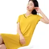 Женская одежда для сна M-2XL дышащая кожа с твердым желто-синим розовым черным для женщин женский переход платье домашняя одежда Домоха
