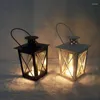 Candle Holders Lantern Iron Holder Black Small Nordic Metal Hanging Tealight Chandelier Bougeoir Cage Decoration ZP60ZT