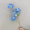 Декоративные цветы 4 головы орхидея цветочная ветвь синий белый цвет фальшивый шелк для домашней гостиной