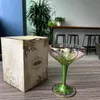 Vintage Blumenkristall -Champagner -Flöten -Rotweingläser und rosa handbemalte Eisschalen mit österreichischem Mitte des Jahrhunderts 240429