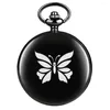 Pocket Watches Vintage Charm Butterfly Design Quartz Ketting Kijk Dames Romeinse nummer Kies Paar een unieke kindergeschenken Dropship