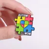 Autistische Zitate Emaille Pins Care Autism Mutter Kinder Brosche Regenbogen Puzzle Stücke Revers Abzeichen Schmuck für psychologische Institutionen