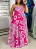 Abiti taglie forti Vonda Bohemian Stampato Maxi Dress 2024 Summer Sexy Sleeveless per le feste da sole Banco da sole Scegli Long Vestido Casual Abbassia
