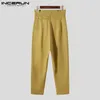 Inderun Men Casual Pants Joggers High talia Lose spodnie z paskiem z solidnym kolorem moda Pantalon S-5xl 240429
