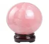 Cadeau de vacances Stone Natural Stone Gemstone 40mm Rose Quartz Sphère Crystal Ball Chakra Guérison Reiki CARVING Artisanat et Wood Stand6455656