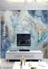 Aangepaste maat muurschildering behang modern blauw landschap marmeren muurpapieren woonkamer tv -buurbank home decor papel de parede 3D sala4216601