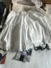 Skirts Vintage Women Ruffles Lace Trim White Summer Solid High Waist A-line Short Skirt Cute Sweet Preppy Style Mini