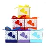 Enveloppe cadeau 10/20 / 50pcs Double Love Heart Candy Boîtes de bonbons de mariage Cadeaux Cadeaux Sacs d'emballage avec anniversaire de ruban