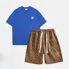 Terno esportivo casual de verão masculino de mangas curtas de verão com shorts bordados tendências Yankees Roupas