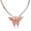 Łańcuchy vintage motyl wisiorek Naszyjnik Choker Swater łańcuch mody biżuteria elegancka perłowa gołąbka