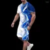Herrspårsfall conunto deportivo de manga corta para hombre ropa informal con estampado digital 3d talla sitica europa y estados unidos