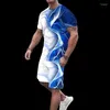 Tracksuits voor heren Conjunto Deportivo de Manga Corta Para Hombre Ropa Informeel Con Estampado Digital 3d Talla Sitica Europa Y Estados Unidos