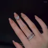 Cluster ringen trendy dubbele vingerketen voor vrouwen ring set kwastje vlinder punk sieraden dames mode originaliteit hiphop