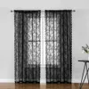 Fenster Drape attraktive staubdichte langlebige blumge gemusterte schwarze Spitze schiere Vorhang Home Supplies 240429