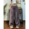 Calça de jeans feminina calça feminina roupas de rua high street vintage hip hop lavado velha folga casual de perna larga de largura mulher