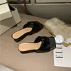 Slippers Square Toe Women Open Slip On Fashion Thin Low Heels Pumps One Band Shallow Dress Mules Shoes Ladies Comfort