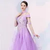 Bühnenbekleidung lila Strasssteine ​​Ballsaal Kleid Standard Plus -Size -Tanzwettbewerb Wiener Walzer Foxtrot