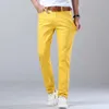 Klassieke stijl heren jeans modebedrijf casual rechte slanke fit denim stretch broek groen geel rood merk mannelijke broek 240429
