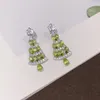 Dangle Earrings Unique Design 925 Sterling Silver Material Inlaid With Natural Olivine Christmas Tree Women's