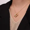 Anhänger Halskette klobig plattierte goldene Farbe Alphabet Ballon Blase Initiale Buchstabe Halskette für Frauen Charme Schmuck Geschenk